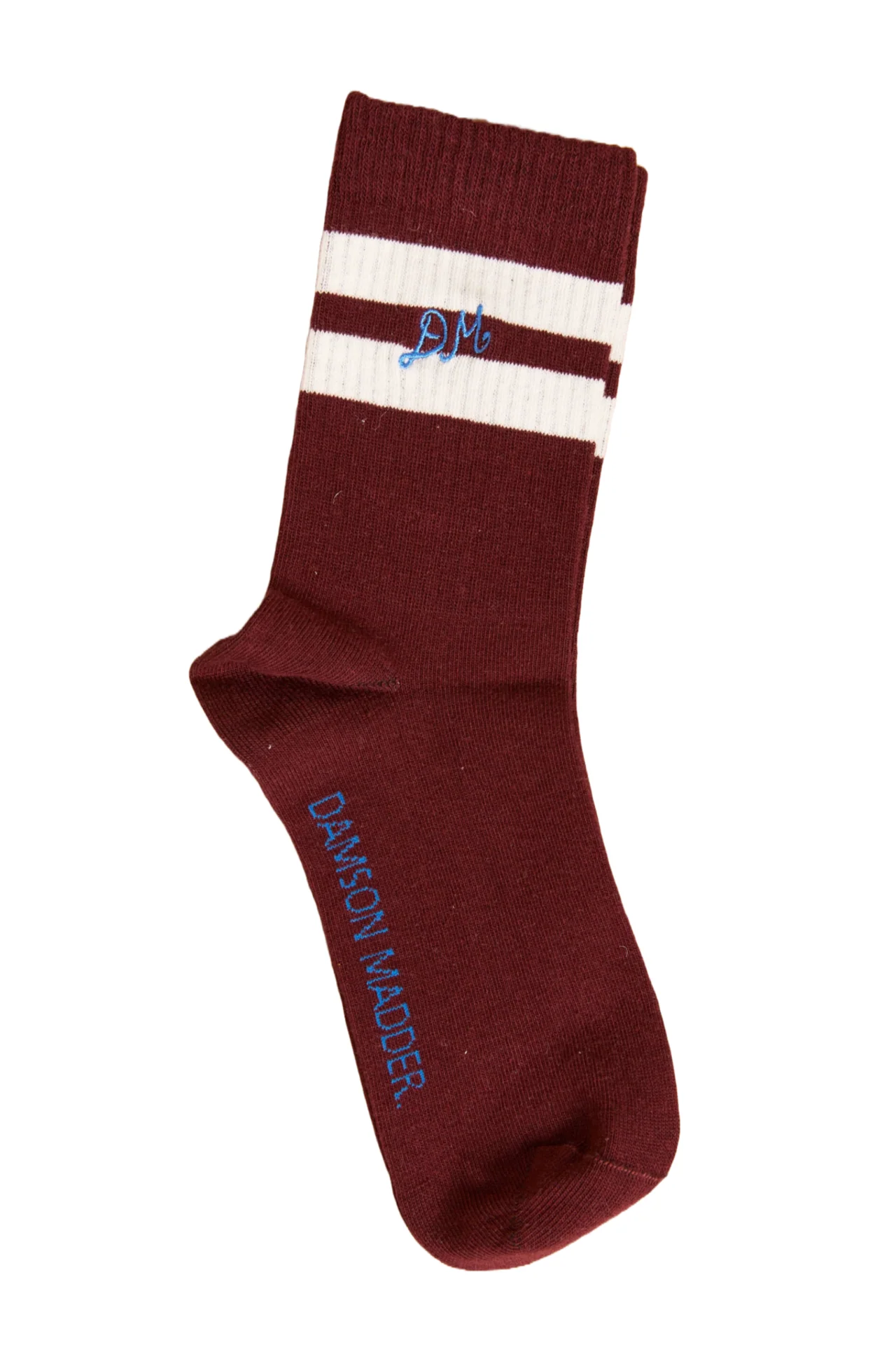 Sporty Calf Socks In Burg & Ecru Stripe - Image 4