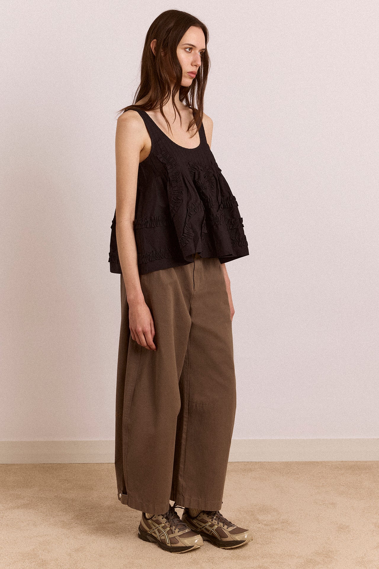 Stella Ruffle Cami - Black - Image 3