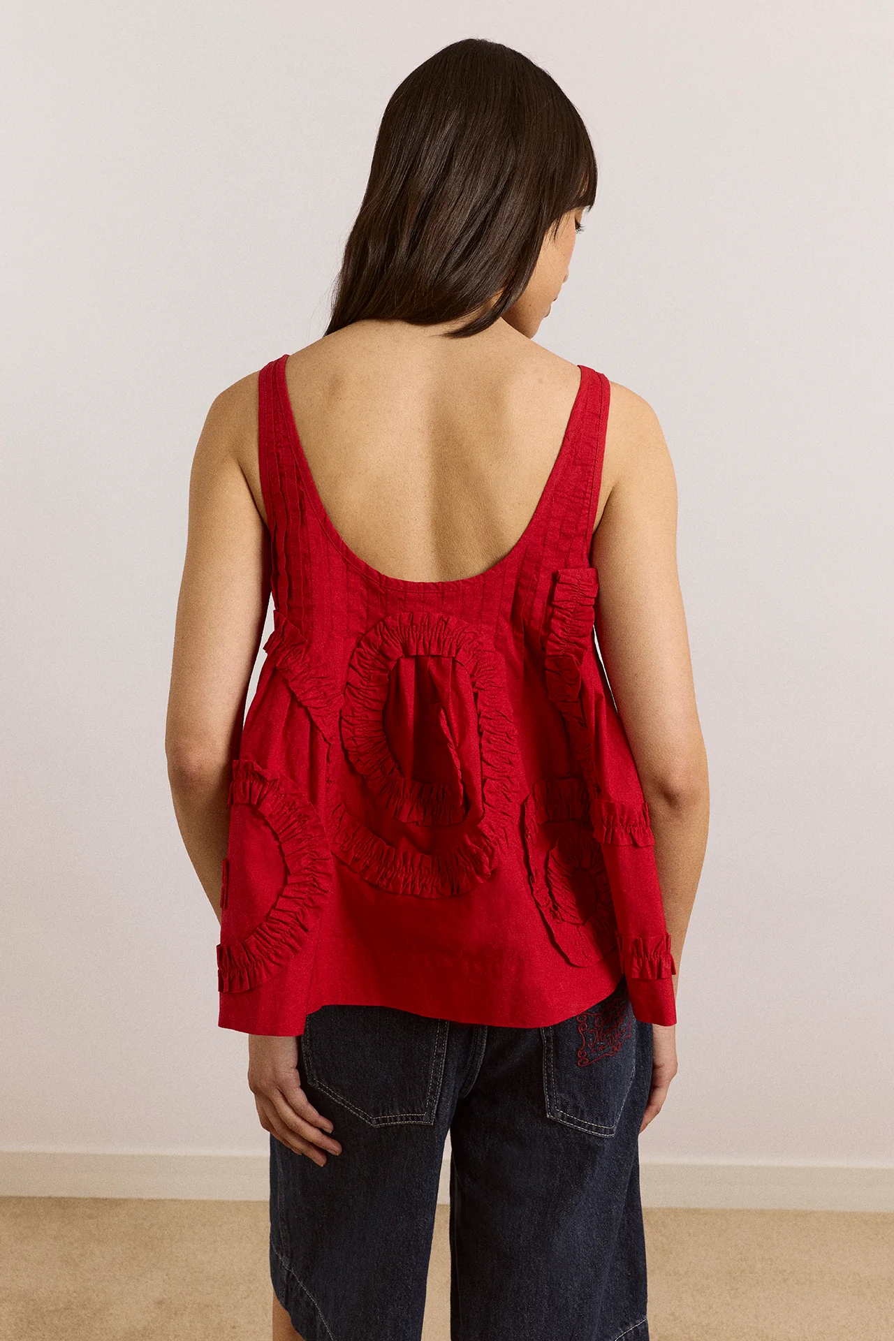 Stella Ruffle Cami - Red - Image 11