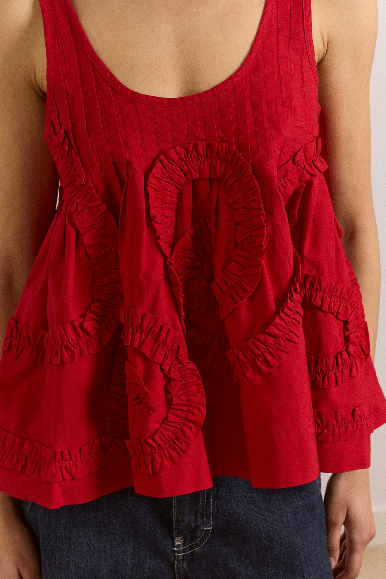 Stella Ruffle Cami - Red - Image 13