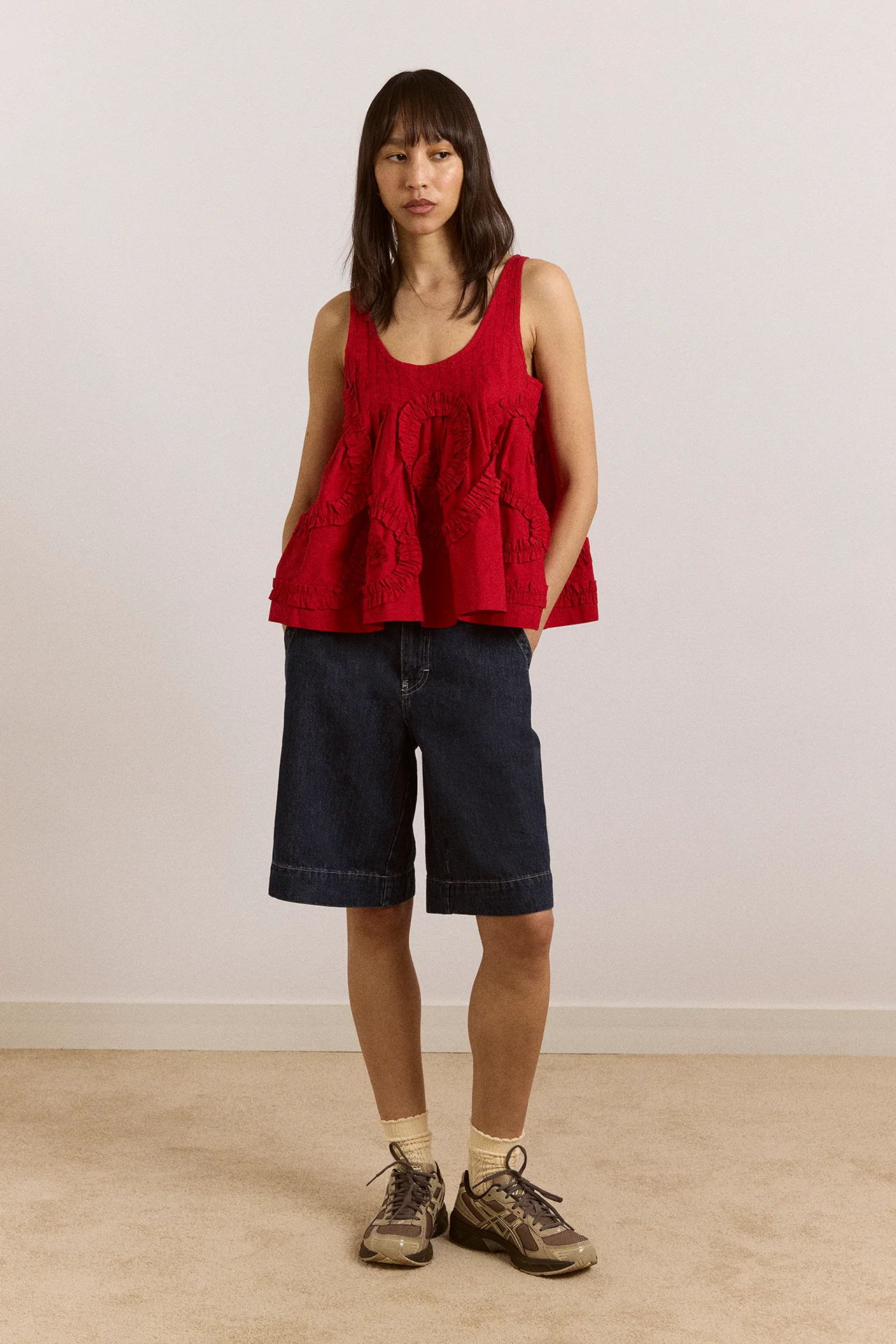 Stella Ruffle Cami - Red - Image 5