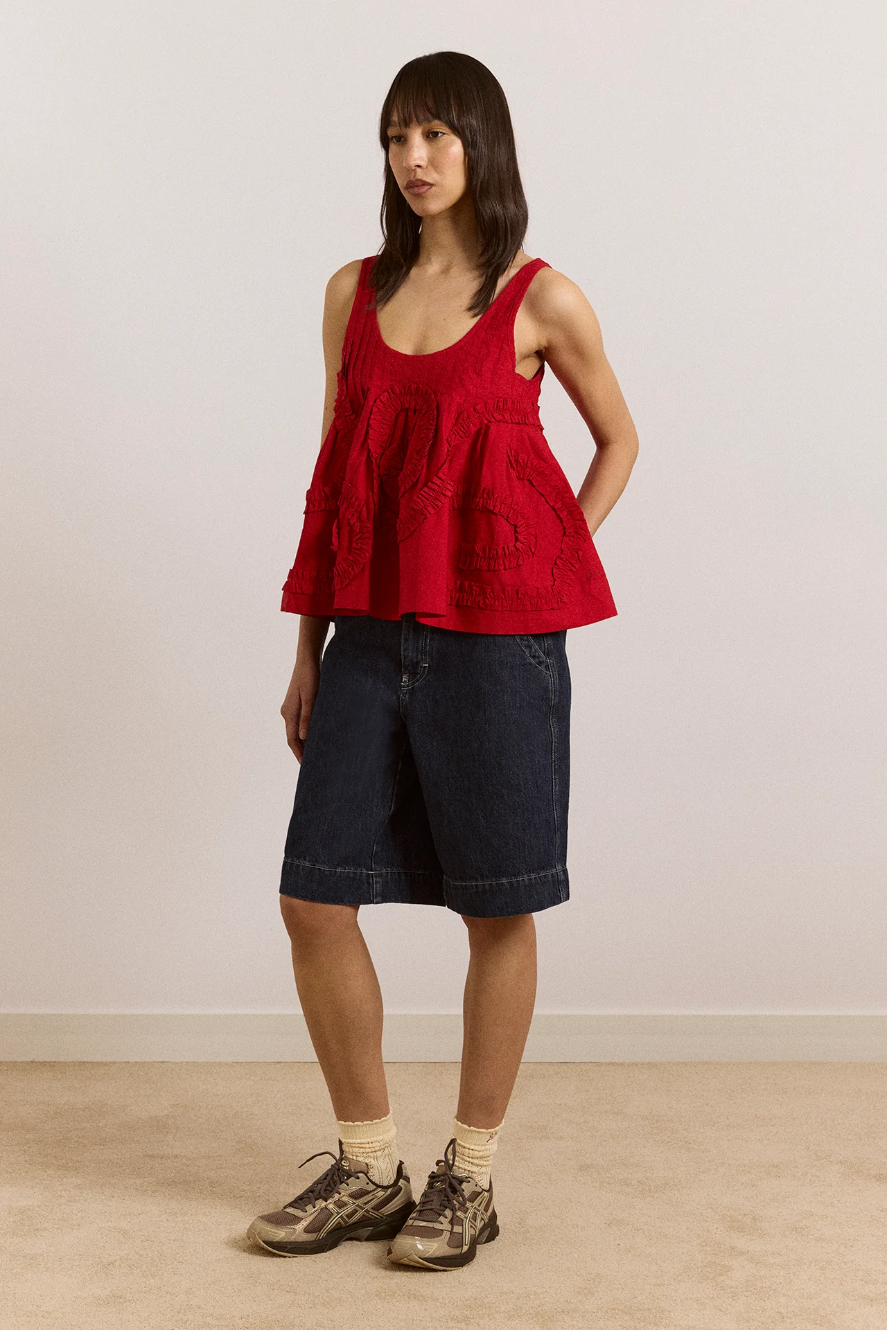 Stella Ruffle Cami - Red - Image 6