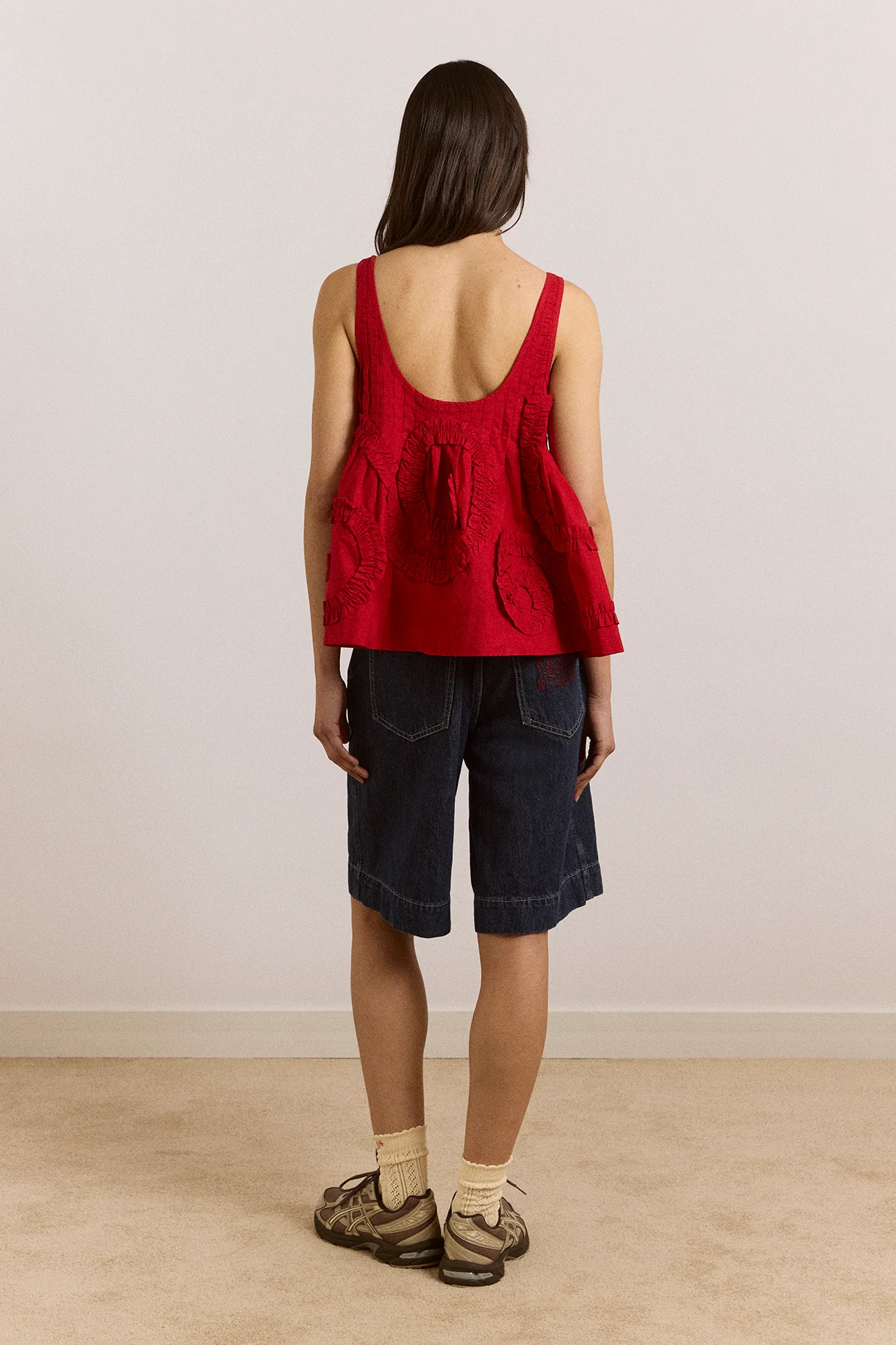 Stella Ruffle Cami - Red - Image 8
