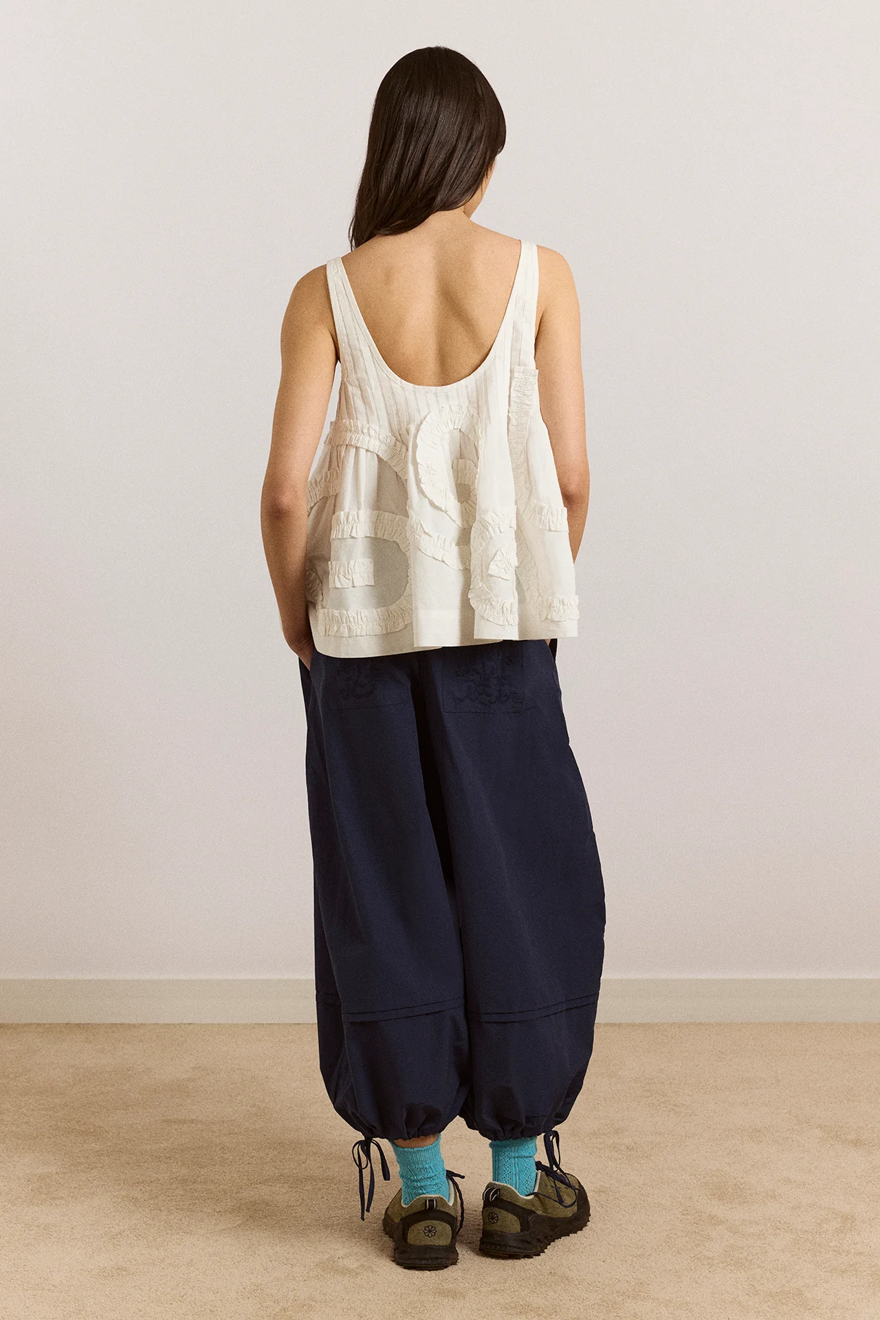 Stella Ruffle Cami - White - Image 4
