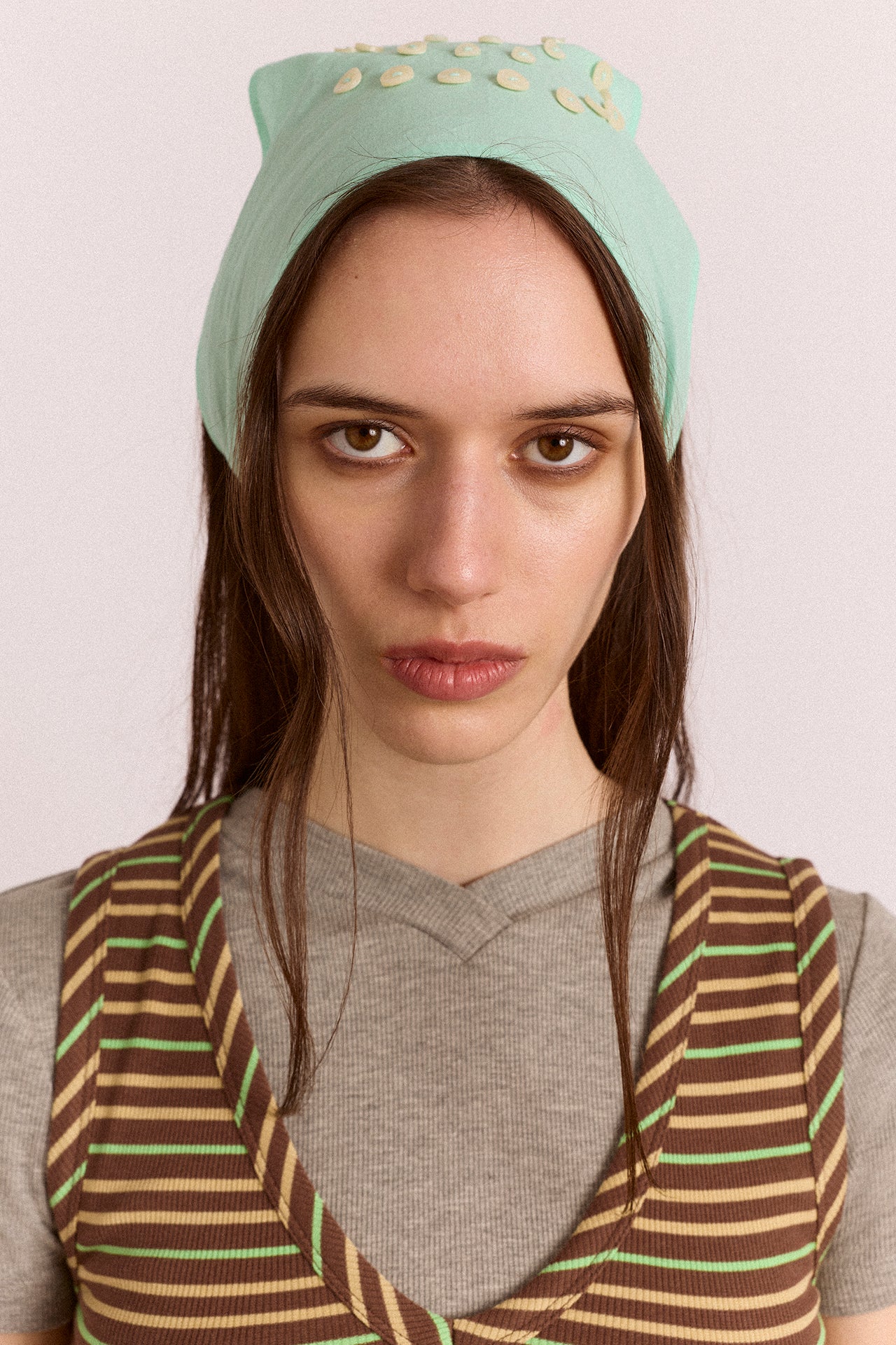 Swirl Button Headscarf - Mint - Image 3