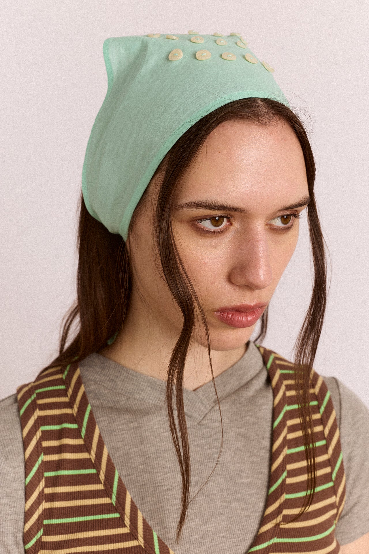 Swirl Button Headscarf - Mint - Image 4