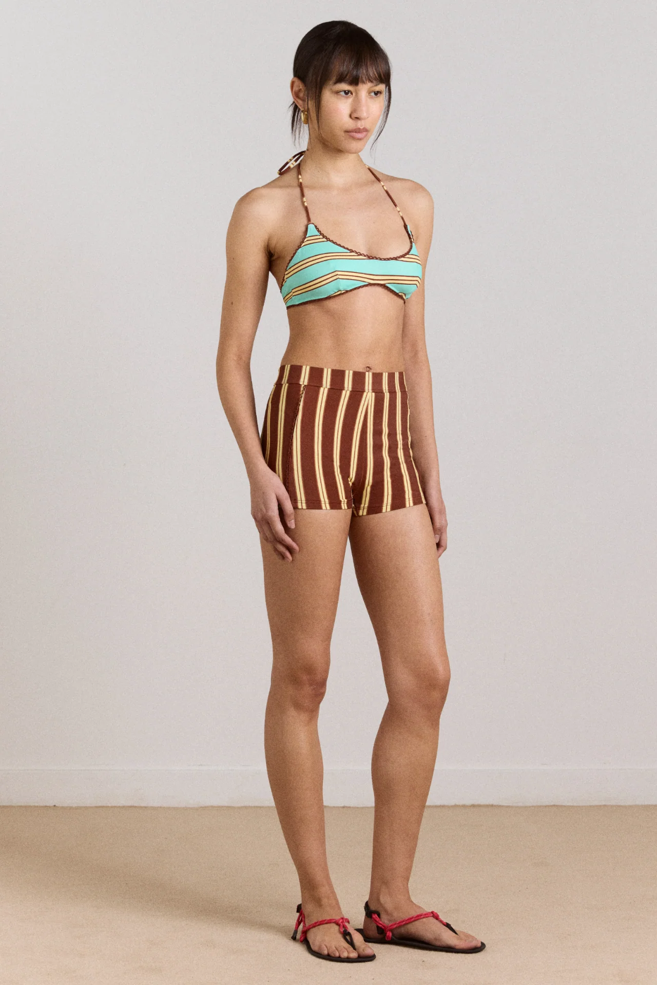 Trudi Reversible Bikini Top - Mint Or Choc Stripe - Image 2
