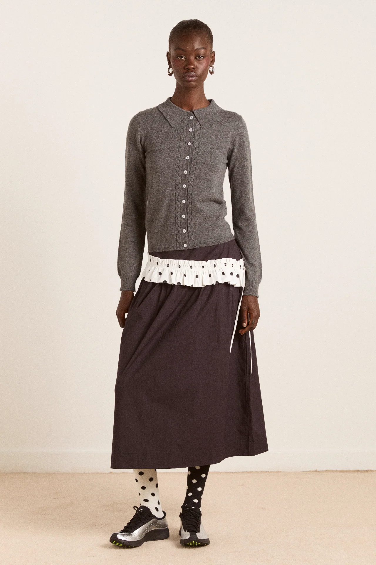 Voula Wool And Cashmere Blend Cardigan - Charcoal - Image 2