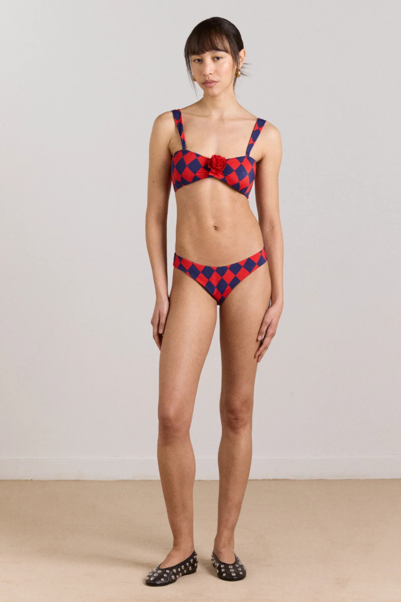 Wren Bikini Top With Rosette Detail - Harlequin - Image 2