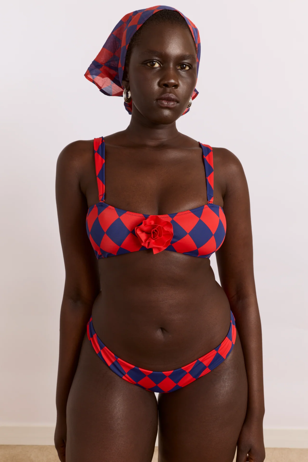 Wren Bikini Top With Rosette Detail - Harlequin - Image 3